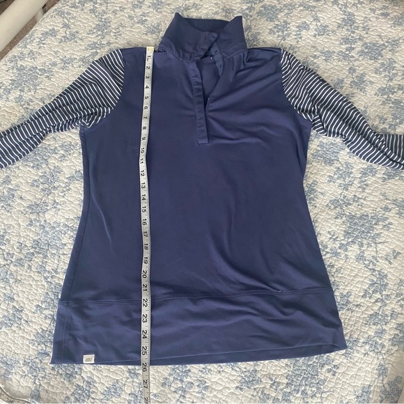 Nike Golf Dry-Fit Quarter Snap Blue Striped Long Sleeve Top Size Large - Picture 9 of 9
